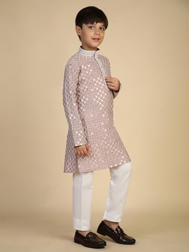 Pro-Ethic Style Developer Boys Cotton Kurta Pajama For Kid's Ethnic Wear | Cotton Kurta Pajama (S-268), 6-7 years, Pink