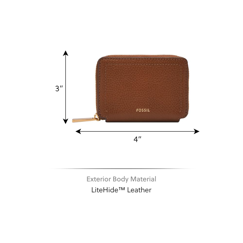 Fossil Women Leather Logan Brown Card Case Wallet Sl10045200