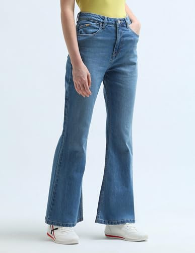 U.S. POLO ASSN. High Rise Extreme Flare Fit Jeans (UWAW24JEN187_Blue_32)