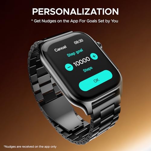 boAt Ultima Ember smartwatch with 1.96” AMOLED Display, AOD, Personalized Fitness Nudges, Functional Crown,100+ Sports Modes, Create Your Own Watchface, smartwatch for man and Woman (Steel Black)