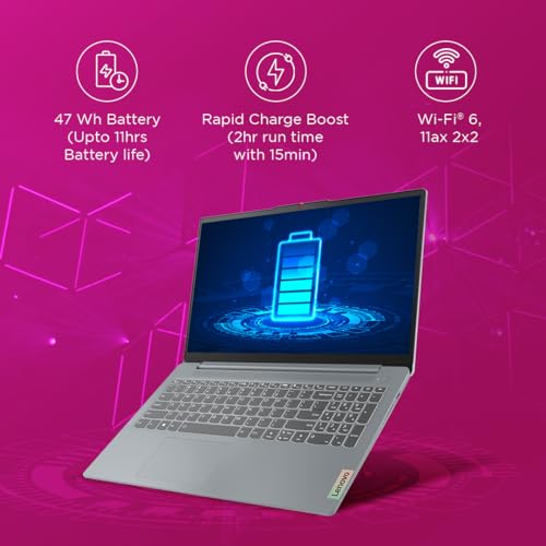 Lenovo IdeaPad Slim 3, AMD Ryzen 5 5625U, 8GB RAM, 512GB SSD, FHD 15.6"(39.6cm), Windows 11, Office Home 2024, Grey, 1.6Kg, 82XM011AIN, Integrated AMD Radeon Graphics, Thin and Light Laptop