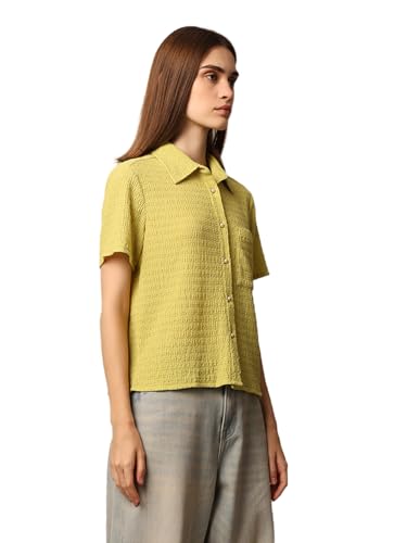 ONLY Women's Regular Fit Green Shirt