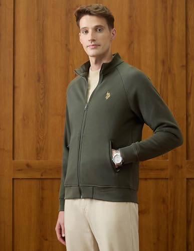 U.S.Polo Association Men's Equestrian Aisle Theater Textured Sweatshirt (USSWS4353_Olive_S)