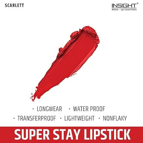 INSIGHT Super Stay Lipstick | Lightweight Formula | Long Wear | Transferproof | Waterproof - (SCARLETT) 7g (Pack of 2)
