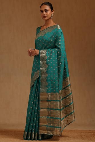 Soch Womens Teal Green Art Silk Zari Woven Saree