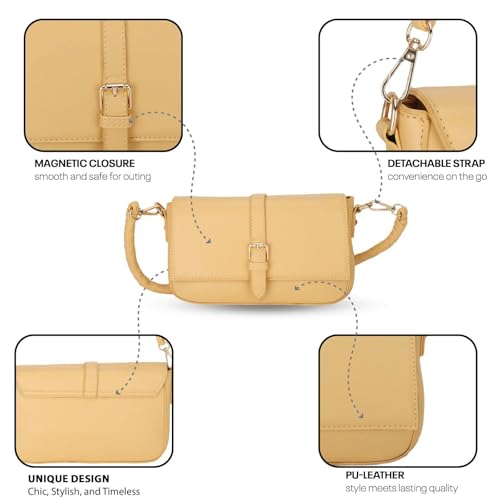 SIBY PU Leather Shoulder Sling Bag for Women- Versatile Crossbody Purse with Detachable Strap, Travel Outdoor Mini Bag-YELLOW
