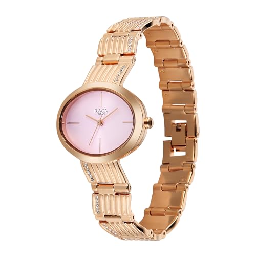 Titan Raga Glimmers Quartz Pink Shaped Dial Women's Watch | Water Resistant Watch | Watches for Women Analog - 95362WM01
