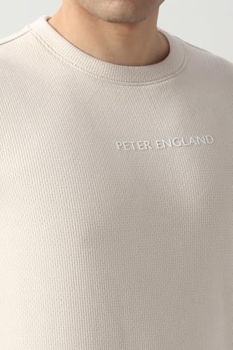 Men White Textured Crew Neck Sweatshirt