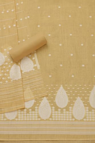 Soch Womens Yellow Chanderi Woven Design Unstitch Dress Material