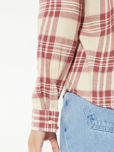 Max Women Checked Oversized Shirt(Beige_L)