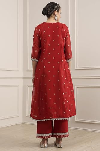 Biba Women's Polyester Kurta Set (SKDUTSV31131AW25RED_Red