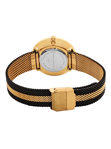 French Connection Stainless Steel Analog Black Dial Women's Watch-Fcl22-B, Band_Silver