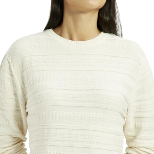 Levi's Women's Self Design Off-White Round Neck Sweater