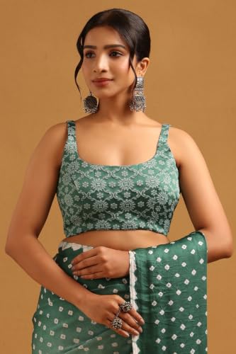 Soch Womens Sap Green Modal Silk Bandhani Printed Bandhani Saree