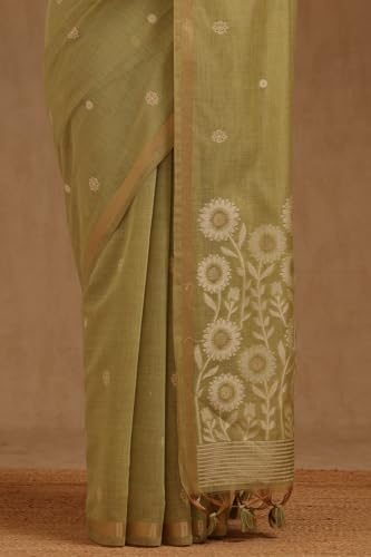 Soch Womens Green Chanderi Woven Design Saree