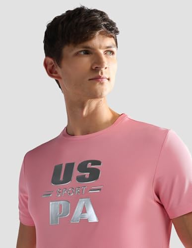 U.S. POLO ASSN. Brand Print Slim Fit Active T-Shirt Peach