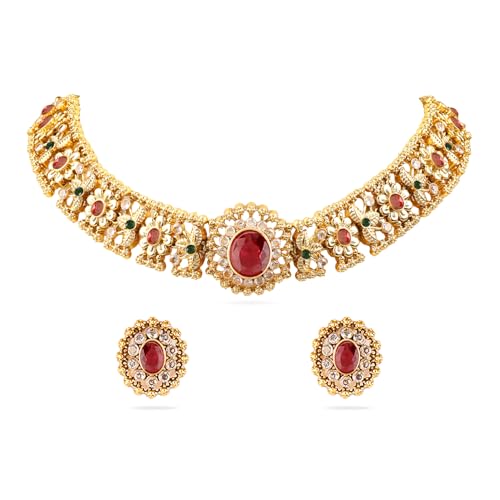 Rubans 24K Gold Plated Handcrafted Intricate Choker Jewellery Set For Women