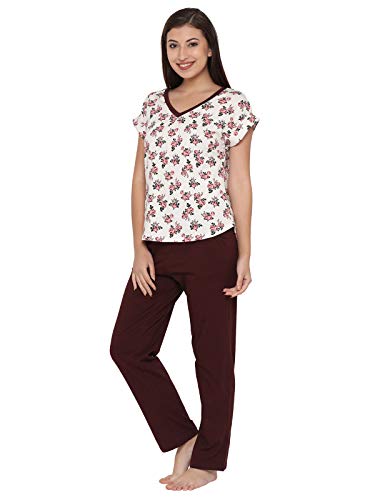 Clovia Women's Pyjama Set (LS0364P09L_Red_Large)