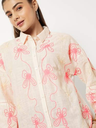 Max Women Embroidered Tunic (Off White_S)