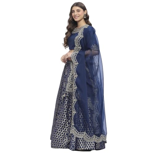 Biba Women's Viscose Blend Lehenga Set (SKDHO10404AW24BLU_Blue_36)