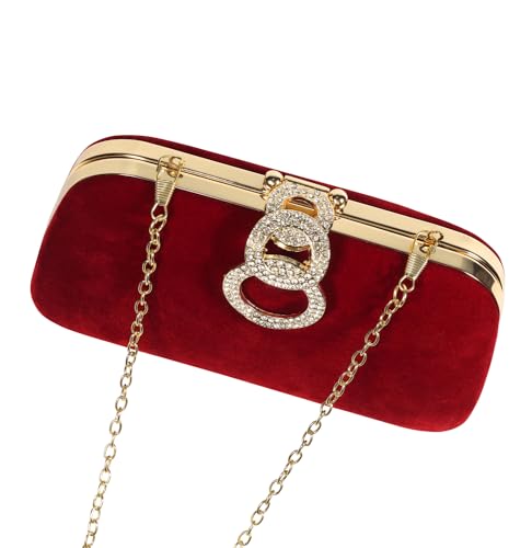 Feelon Clutch Purses For Women, Evening Bag with Detachable Chain Shoulder Bag for Party Wedding Evening Dress (wine)