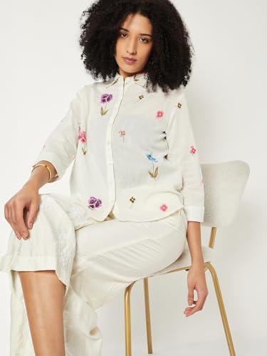 Max Women Embroidered Shirt(White_S)