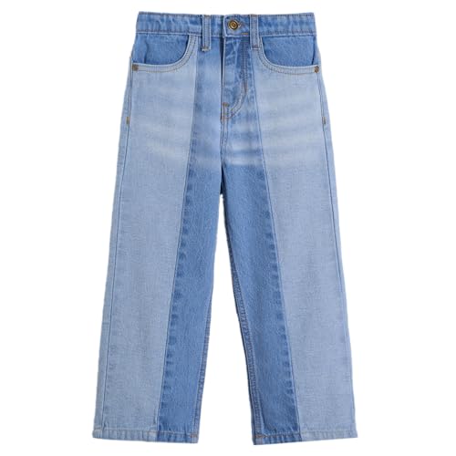 Hopscotch Girls Cut & Sew Straight Fit Cotton Jeans in Blue Color for Age (2-3 Years)