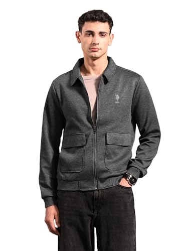U.S. Polo Assn. Denim Co. Men's Heathered Black & Gold Jacket (UDJCK004A_Antra Melange_2XL)