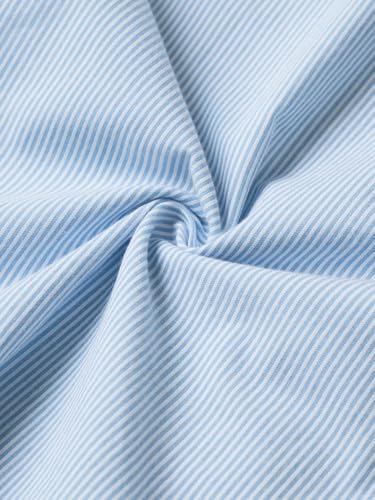 The Souled Store Stripe Shirt: Blueprint Women and Girls Full Sleeves Spread Collar Light Blue Striped Cotton Oversized Fit Lightweight All-Season Shirt for Casual Wear