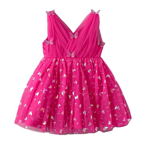 Hopscotch Girls Butterfly Applique Party Dress in Fuchsia Color for Age (4-5 Years)