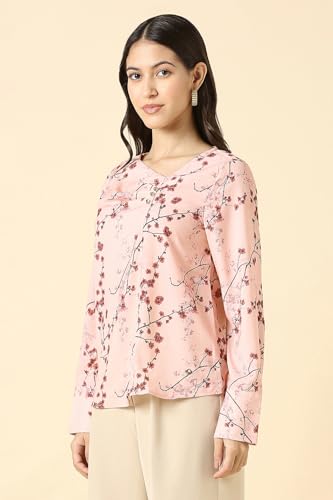 Women Pink Print Formal Top