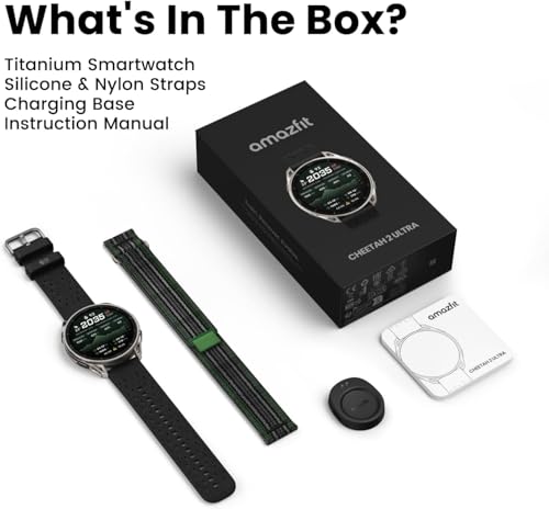 Amazfit Cheetah 2 Ultra 47mm GPS Smartwatch, 1.5" AMOLED Sapphire Glass, Ti Case, 30-Day Battery, Flashlight, 64GB, Offline Maps, 5 ATM, 180+ Sports & HYROX Fitness Tracker for Android & iPhone