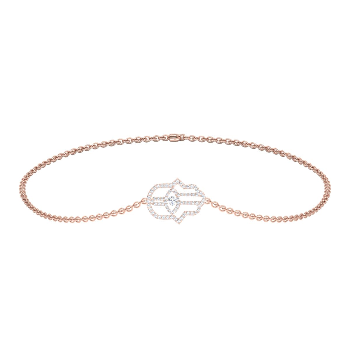 DISHIS 14K Rose Gold Diamond Bracelet for Women