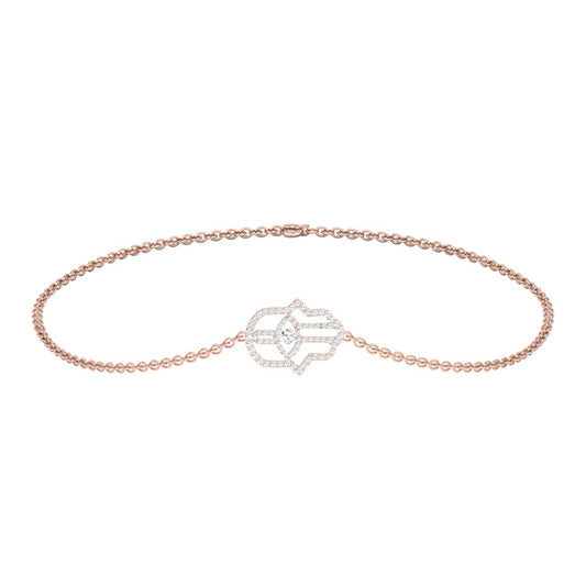 DISHIS 14K Rose Gold Diamond Bracelet for Women