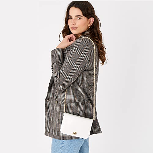 Accessorize London Women's Faux Leather Woven Chain White Evie Sling Bag