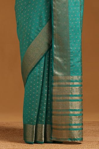 Soch Womens Teal Art Silk Zari Woven Saree