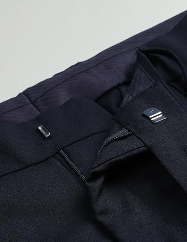 Arrow Men's Dobby Regular Fit Trousers (ARAKTR2039_Navy_38)