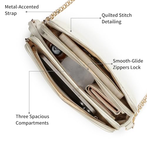 Fastrack StitchPlay Sling | Quilted Faux-Leather Women’s Handbag | Crossbody with 3 Compartments & Metal Strap | Sling for Everyday Carry