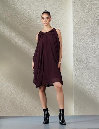 VERO MODA Women's Body Con Mini Dress (2060610006_Winetasting_Small)