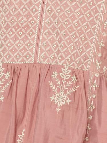 Max Women Embroidered Kalidar Kurta (Pink_L)