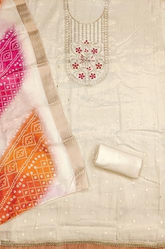 Leeli Peeri Designer Women's Simmer Jacquard Embroidery Work Unstitched Salwar Suit Dress Material