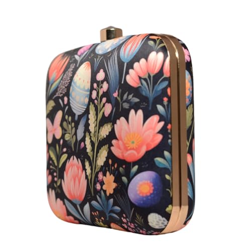 Artklim Black Floral Printed Clutch