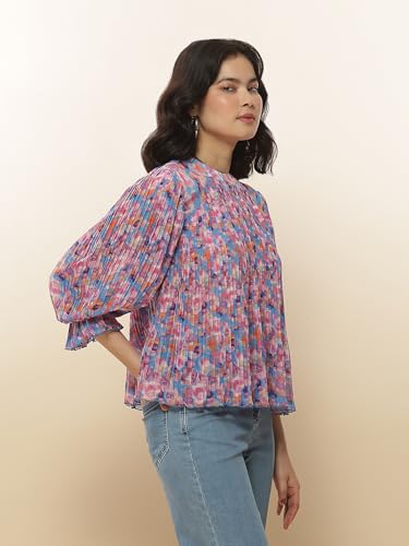 Label RITU KUMAR Blue Abstract Print Top