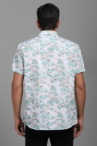 Louis Philippe Men White Slim Fit Print Half Sleeves Casual Shirt