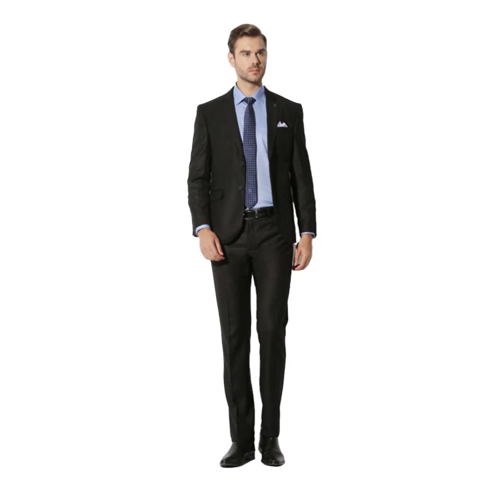 Van Heusen Men's Notch Lapel Slim fit Suit Jacket (VHSU1M76917_Black_46)