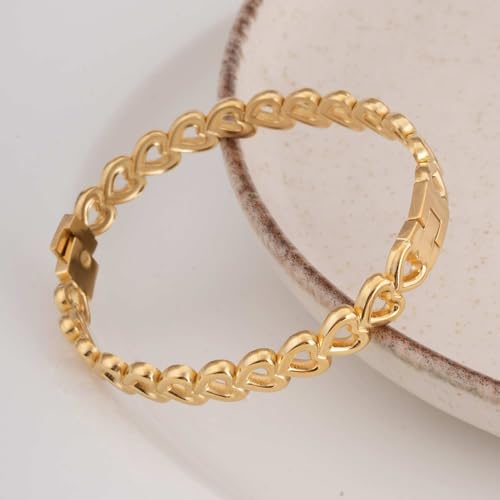 PALMONAS Gold Heart Bangle Bracelet for Women - Gift for Women & Girls, Women's Jewellery | Waterproof & Anti-Tarnish Bracelets