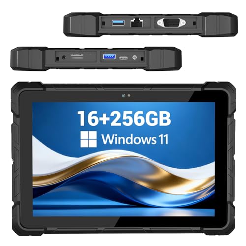 HEIGAOLAPC Rugged Tablet, 12 Alder Lake N100 Tablet, Windows 11 Pro 16GB RAM 256GB eMMC Tablet PC, 10.1" tablet, 8000mAh battery for USB3.0 / WiFi/BT5.0 / FHD field workers