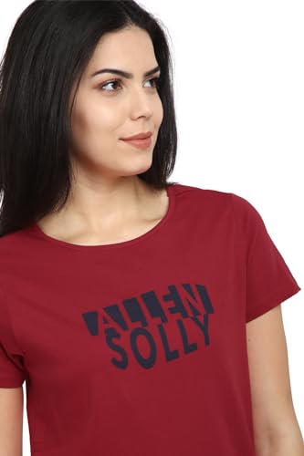 Allen Solly Women's Regular Fit T-Shirt (AHCTCRGB681451_Red