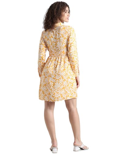 ONLY Women Printed Viscose Above Knee Yellow A-line Dress