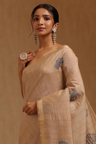 Soch Womens Navy Blue Tussar Zari Woven Saree